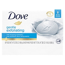 Dove Gentle Exfoliating With Mild Cleanser, Beauty Bar, 8 Each