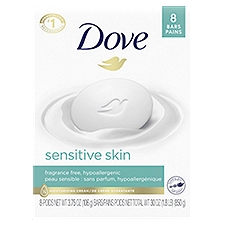 Dove Beauty Bar More Moisturizing Than Bar Soap Sensitive Skin 30 oz, 8 Bars