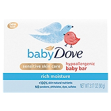 Baby Dove Rich Moisture Hypoallergenic, Baby Bar, 3.2 Ounce