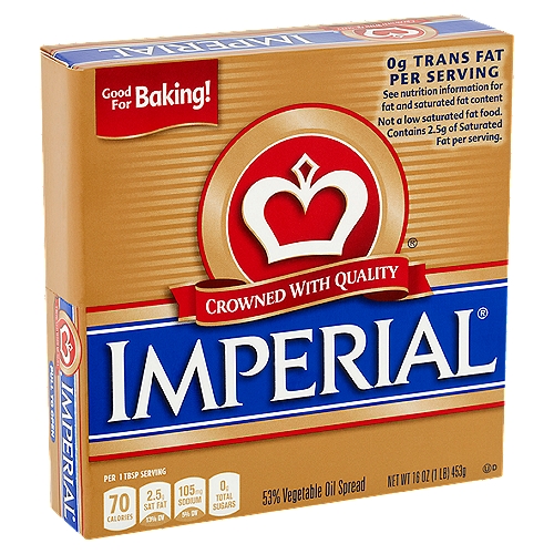 Imperial Spreadable Sticks are a great choice for baking and a great alternative to butter. For households used to using butter, Imperial Spreadable Sticks provide a better alternative.