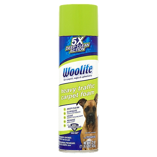 Woolite Heavy Traffic Carpet Foam, 22 oz
1. Deep clean carpet, area rugs, high traffic areas & more
2. Eliminate tough per odors
3. Leave carpet feeling soft
4. Remove more dirt than vacuuming alone
5. Protect from future stains with Scotchgard™ Protector 3M