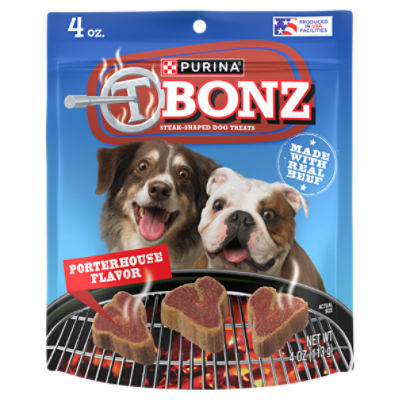 Purina T-Bonz Porterhouse Flavor Steak Shaped Treats for Dogs - 4 oz. Pouch