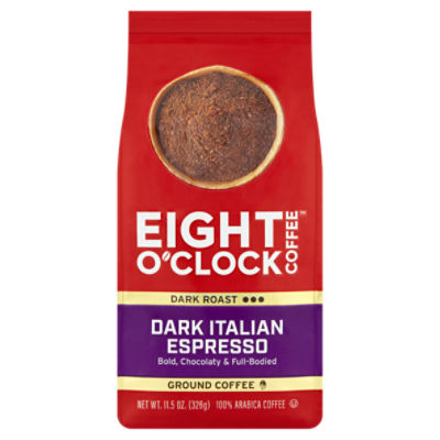 Eight O'Clock Coffee Dark Roast Italian Espresso Ground 100% Arabica Coffee, 11.5 oz