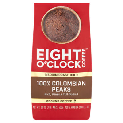 Eight O'Clock 100% Colombian Peaks Medium Roast Ground Coffee, 20 oz