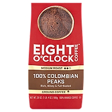 Eight O'Clock 100% Colombian Peaks Medium Roast Ground Coffee, 20 oz