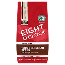 Eight O'Clock Coffee, 100% Colombian Peaks Medium Roast Whole Bean, 22 Ounce