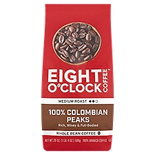 Eight O'Clock 100% Colombian Peaks Medium Roast Whole Bea, Coffee, 20 Ounce