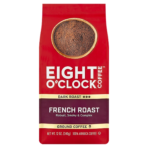 Eight O'Clock Coffee Dark Roast French Roast Ground 100% Arabica Coffee, 12 oz