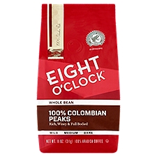 Eight O'Clock 100% Colombian Peaks Medium Whole Bean , Coffee, 11 Ounce
