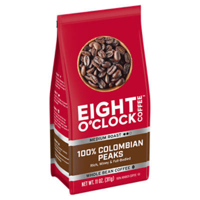 Eight O'Clock 100% Colombian Peaks Medium Whole Bean Coffee, 11 oz