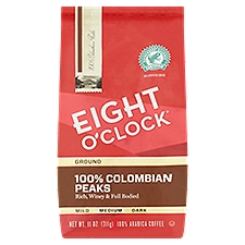 Eight O'Clock Coffee, 100% Colombian Peaks Medium Roast Ground, 11 Ounce