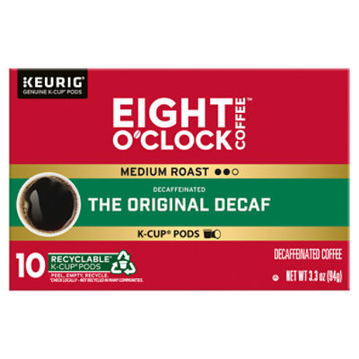 Eight O'Clock Coffee The Original Decaf Medium Roast Coffee K-Cup Pods, 10 count, 3.3 oz, 3.3 Ounce