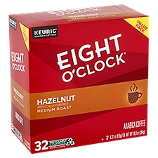 Eight O'Clock Hazelnut Medium Roast Arabica Coffee, K-Cup Pods, 0.31 Ounce