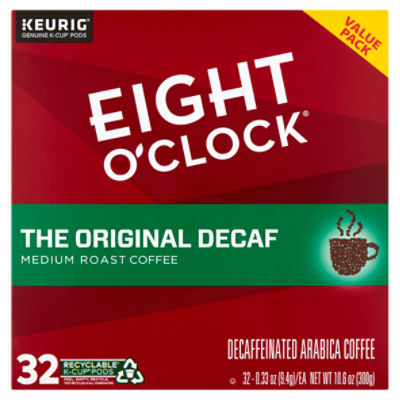 Eight O'Clock The Original Decaf Medium Roast Coffee K-Cup Pods Value Pack, 0.33 oz, 32 count