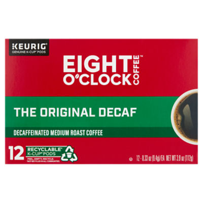 Eight O'Clock Coffee The Original Decaf Medium Roast Coffee K-Cup Pods, 0.33 oz, 12 count