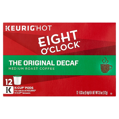 Eight O'Clock The Original Decaf Medium Roast Coffee K-Cup Pods, 0.33 oz, 12 count