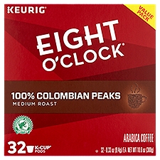 Eight O'Clock K-Cup 100% Colombian Peaks Medium Roast Coffee, 10.6 Ounce