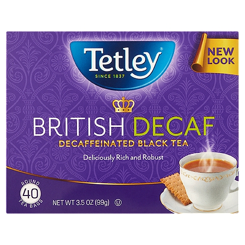 Tetley British Decaf Decaffeinated Black Tea Bags, 40 count, 3.5 oz