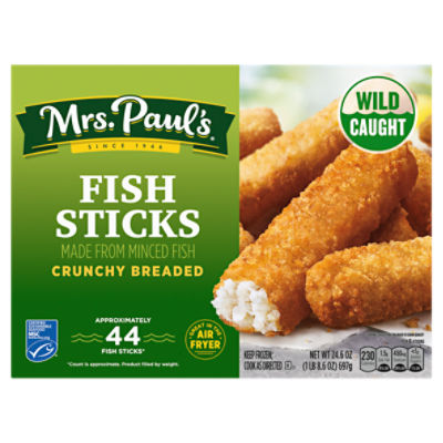 Mrs. Paul's Crunchy Breaded Fish Sticks, Made With 100% Real Fish, Frozen, 24.6 oz. 44 Count