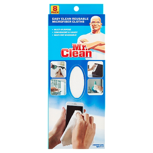 Made for Super-Absorbent Microfiber, Mr. Clean's Easy Clean Reusable Microfiber Cloths Wipe Away Dirt, Dust and Grime from Any Surface. Keep them Handy Anywhere in Your Home or Even On-the-Go!