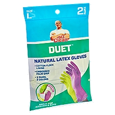 Mr. Clean Duet Natural Latex Gloves, Size L, 2 pairs