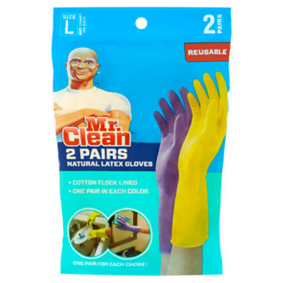 Mr. Clean Reusable Natural Latex Gloves Size L 2 pair The