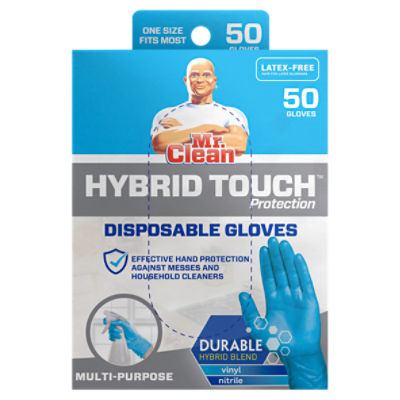 Mr. Clean Hybrid Touch Protection Disposable Gloves, 50 count
