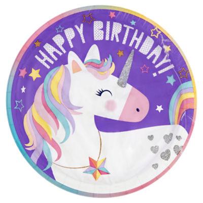 Unique Unicorn Plates, 8 count