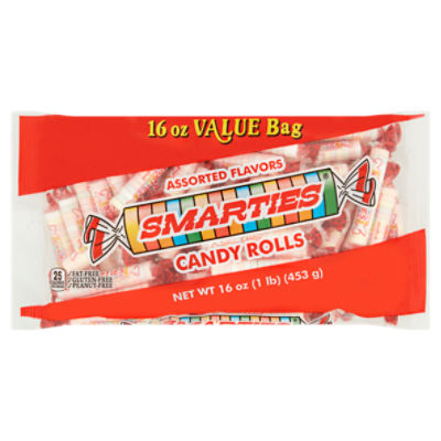 Smarties Assorted Flavors Candy Rolls Value Bag, 16 oz