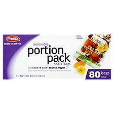 Presto Portion Pack Reclosable, Snack Bags, 80 Each