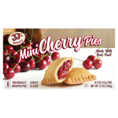 JJ's Bakery Lightly Glazed Mini Cherry Pies, 2 oz, 6 count