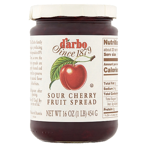 d'arbo Sour Cherry Fruit Spread, 16 oz