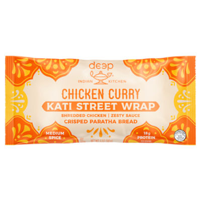 Deep Indian Kitchen Chicken Curry Kati Street Wrap Crisped Paratha Bread, 5 oz