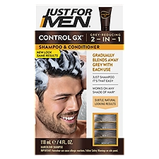 Just For Men Control GX Grey-Reducing 2-in-1 Haircolour Shampoo & Conditioner, 4 fl oz