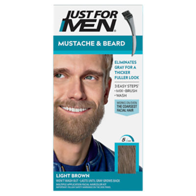 Just for Men Mustache & Beard M-25 Light Brown Facial Haircolor Kit, Multiple Application