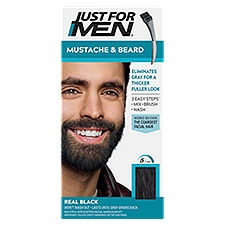 Just for Men Brush-In Color Gel, Mustache & Beard M-55 Real Black, 1 Ounce