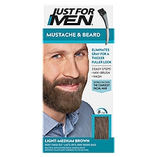 Just For Men Mustache & Beard M-30 Light-Medium Brown Facial Haircolor Kit, Multiple Application, 1 Ounce