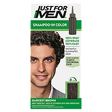 Just For Men Shampoo-In Color H-50 Darkest Brown Haircolor Kit, Single Application
