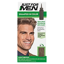 Just for Men Shampoo-In Color H-25 Light Brown Haircolor Kit, Single Application