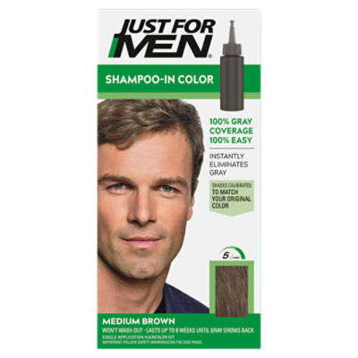 Just for Men Shampoo-In Color H-35 Medium Brown Haircolor Kit, single application