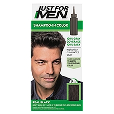 Just for Men H-55 Real Black Haircolor Kit, single application, 1 Each
