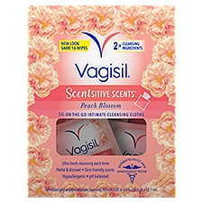 Vagisil Scentsitive Scents Peach Blossom, Intimate Cleansing Cloths, 16 Each
