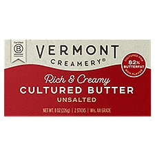 Vermont Creamery Unsalted, Cultured Butter, 8 Ounce
