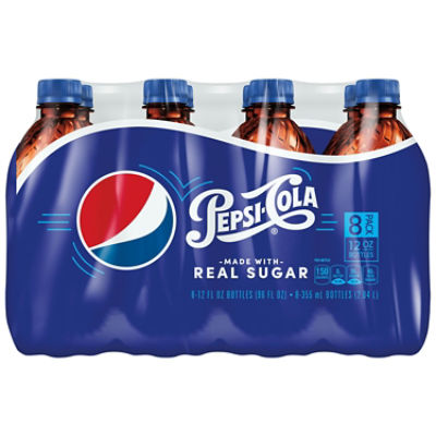 Pepsi-Cola Made with Real Sugar Soda, 12 fl oz, 8 count