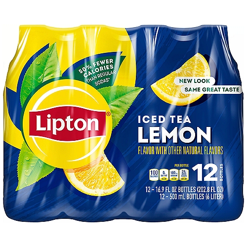 Lipton Lemon Iced Tea, 16.9 oz, 12 count
Iced Tea Lemon Flavor with Other Natural Flavors