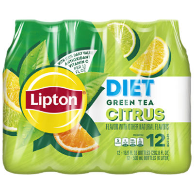 Lipton Diet Green Tea, Citrus, 16.9 Fl Oz, 12 Count, 202.8 Fluid ounce