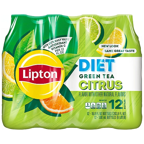 Lipton Diet Citrus Green Tea, 12 count, 16.9 fl oz
Lipton Diet Green Tea with Citrus blends smooth, delicious green tea with the tang of citrus to give you a great tasting green tea.