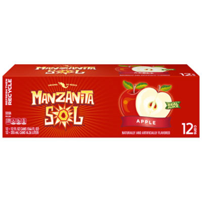 Manzanita Sol Soda, Apple Naturally & Artificially Flavored. 12 Fl Oz, 12 Count