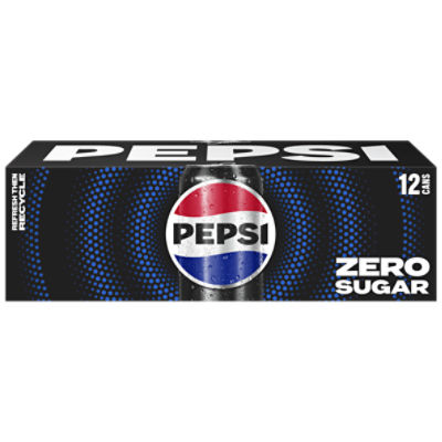 Pepsi Zero Sugar Soda Cola 12 Fl Oz, 12 Count