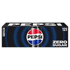 Pepsi Zero Sugar Soda, 12 fl oz, 12 count, 144 liq ounce